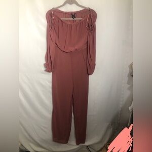 - Womans Rose Pink Shear Jumpsuit. Off shoulder. Size Medium. Brand NEW wi…